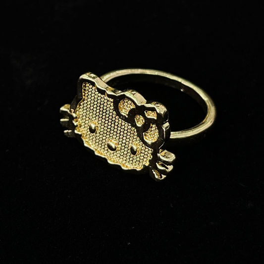 Hi Cat Head Ring - Gold Plated
