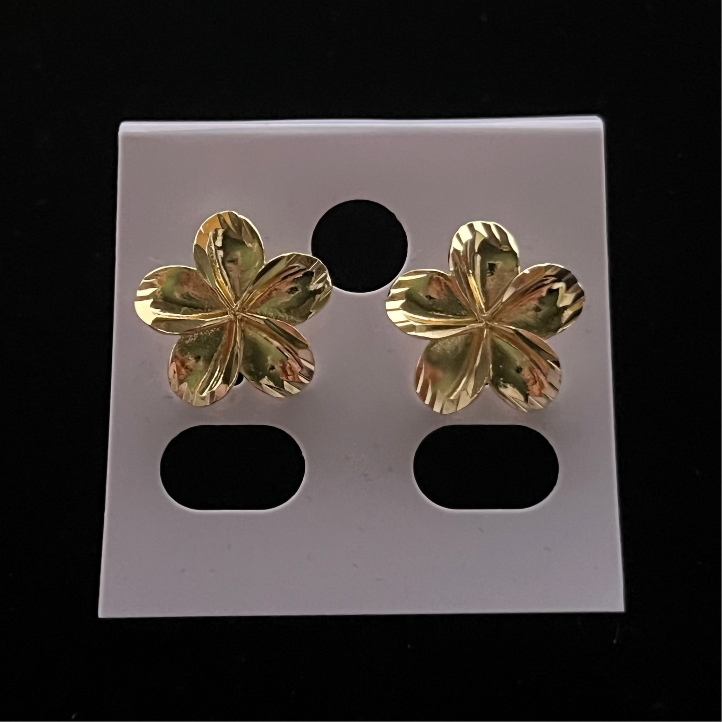 Gold hibiscus earrings