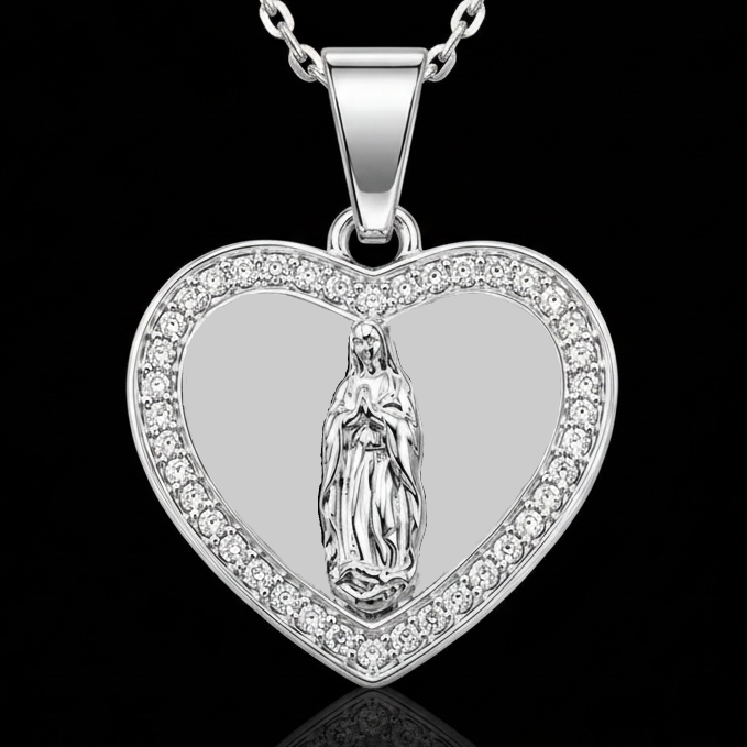 Icy Heart Virgin Mary Pendant