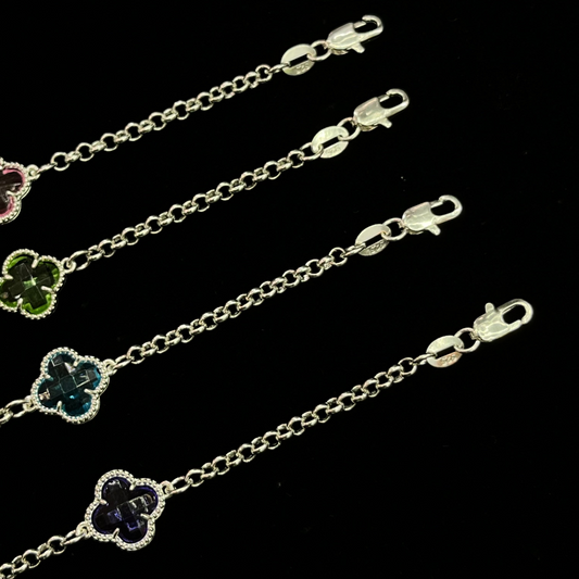 Clover Bracelet - Glass Stone