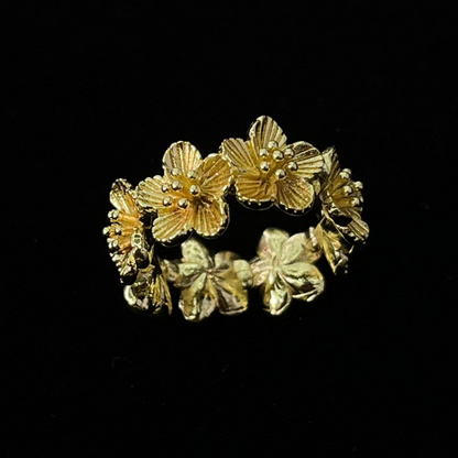 Flower Band Ring - Gold Plated
