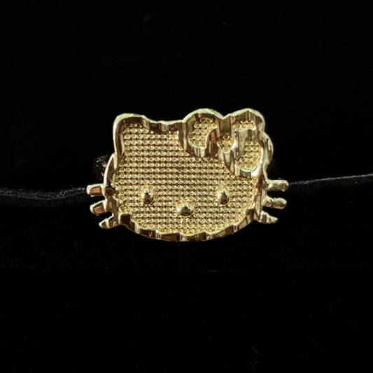Hi Cat Head Ring - Gold Plated