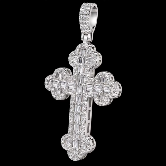 Icy Chrome Cross Pendant
