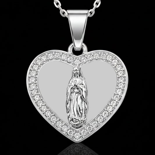 Icy Heart Virgin Mary Pendant