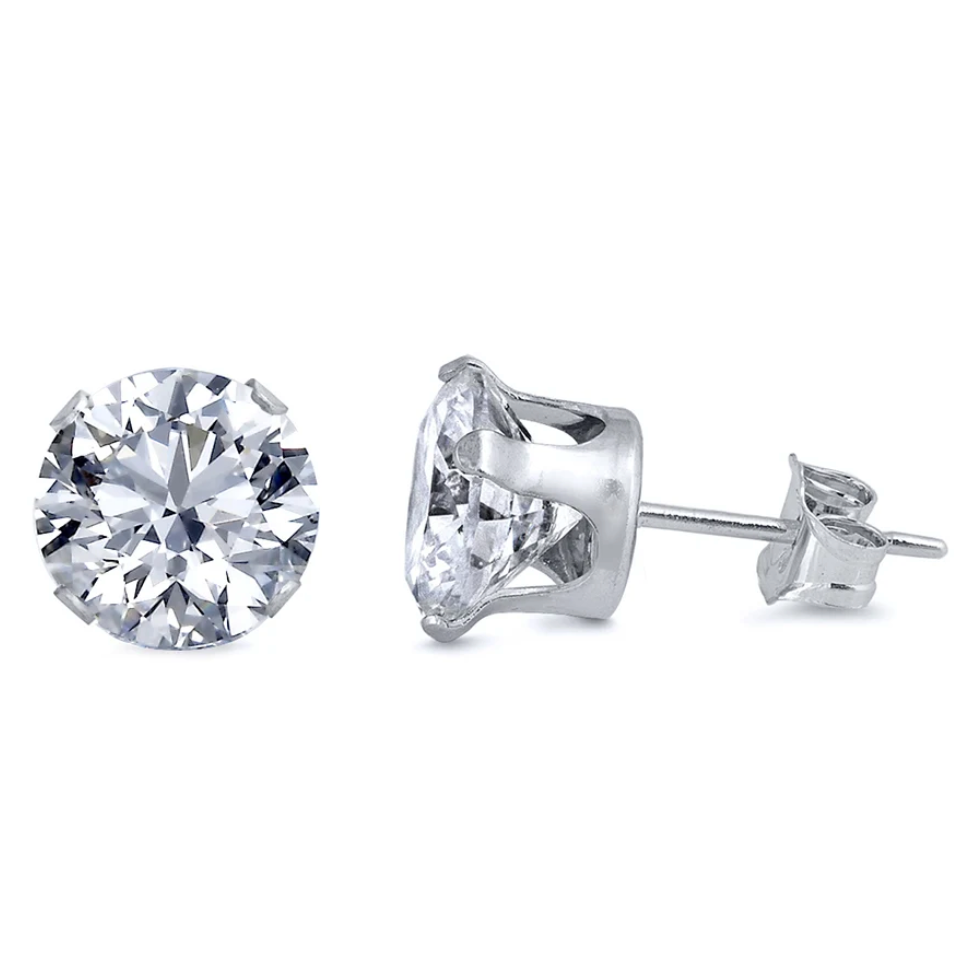 Silver round icy stud