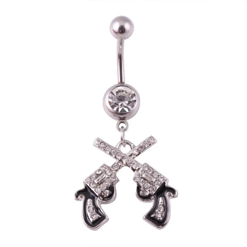 Dual Revolver Belly Piercing