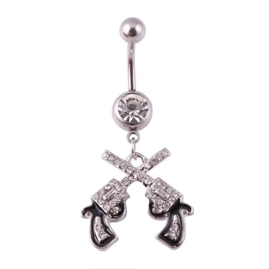 Dual Revolver Belly Piercing